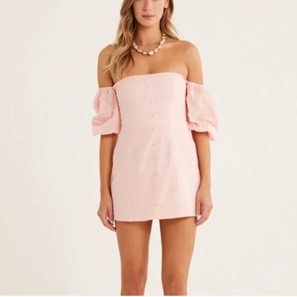 Off-Shoulder Light Pink Dress - Picture 1 of 8